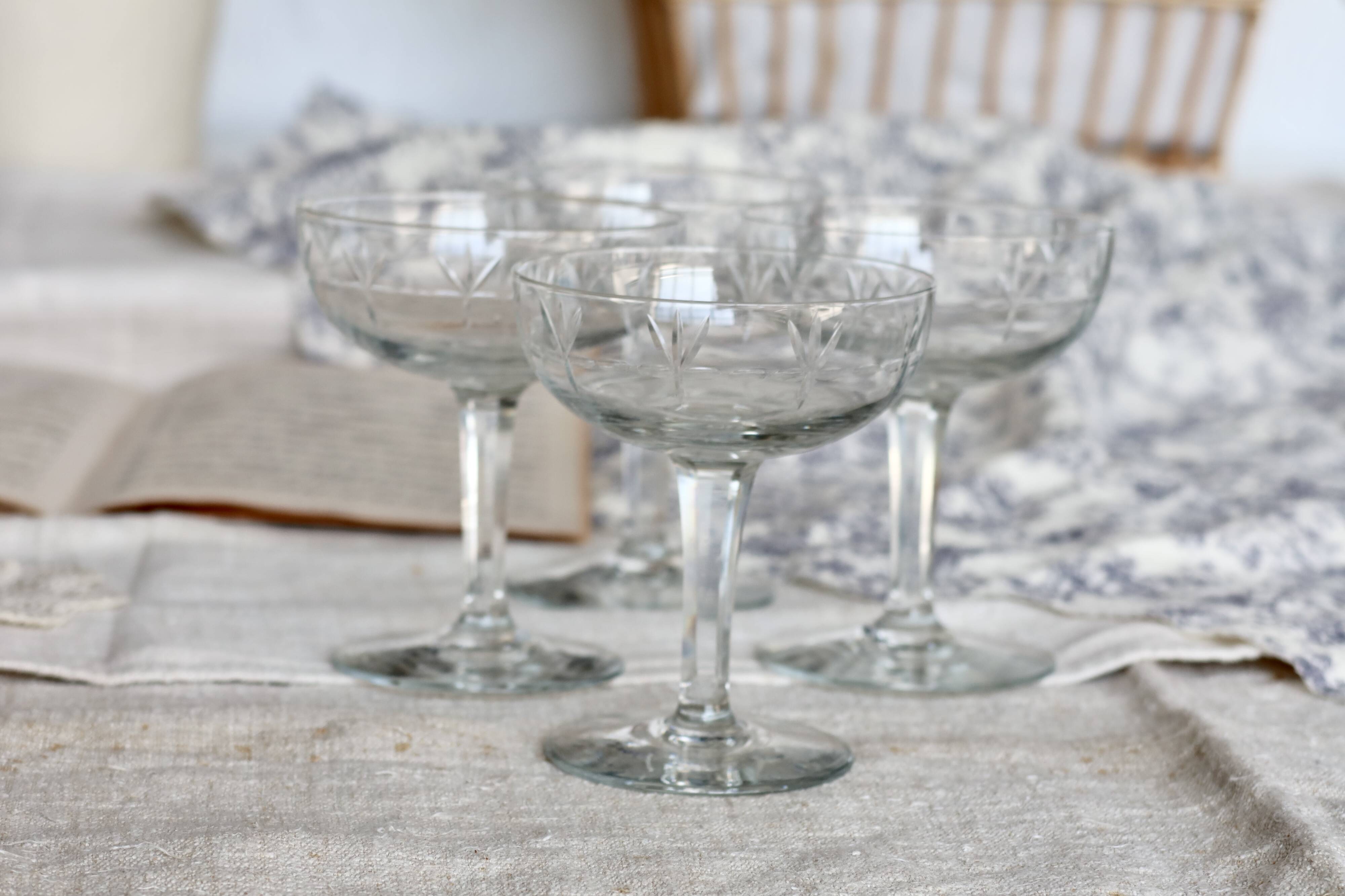 Vintage cut crystal champagne glasses