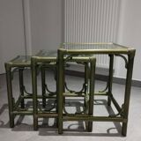 Vintage nesting table, green color
