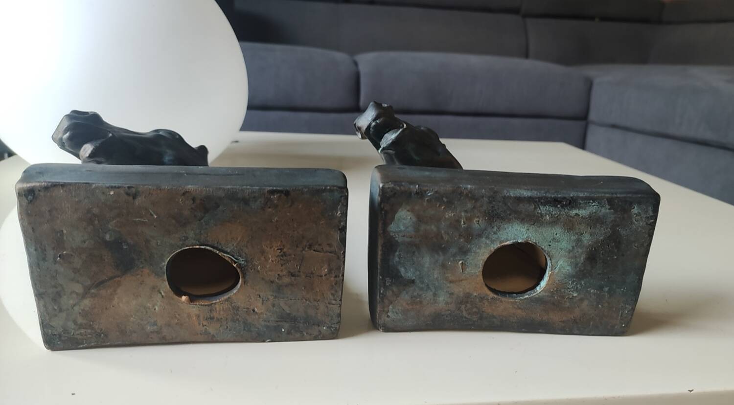 Pair of Horse Bookends with Flaming Manes. Ceramic.