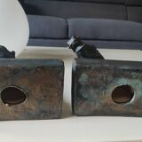 Pair of Horse Bookends with Flaming Manes. Ceramic.