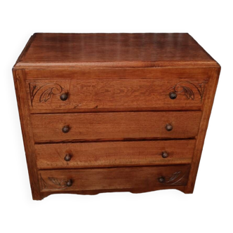 Vintage art deco style solid wood chest of drawers