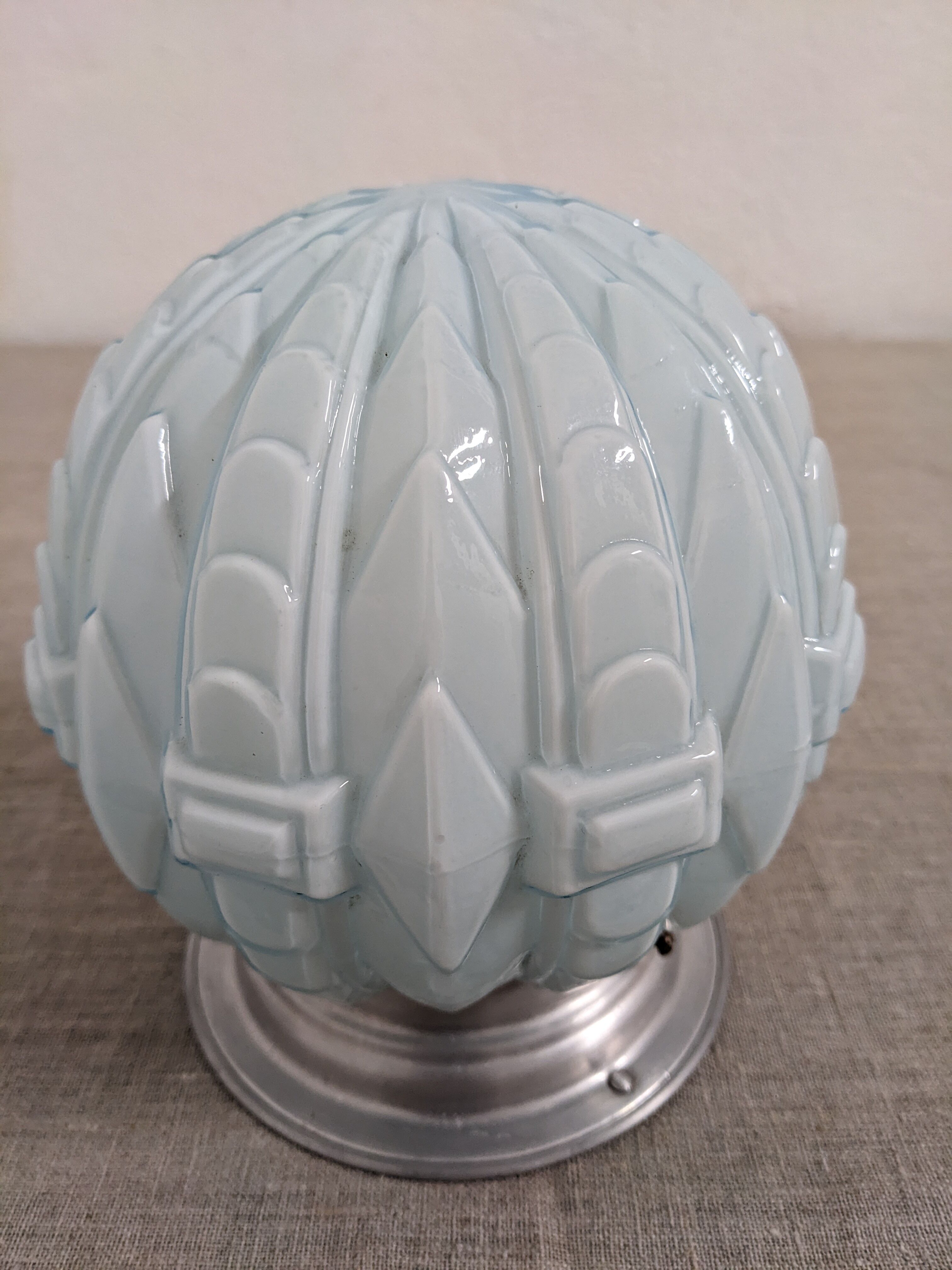 Art Deco ceiling lamp in blue opaline circa 1930