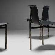 Leather Three-Legged Chairs with Chrome Finishes, Italy, 1970s