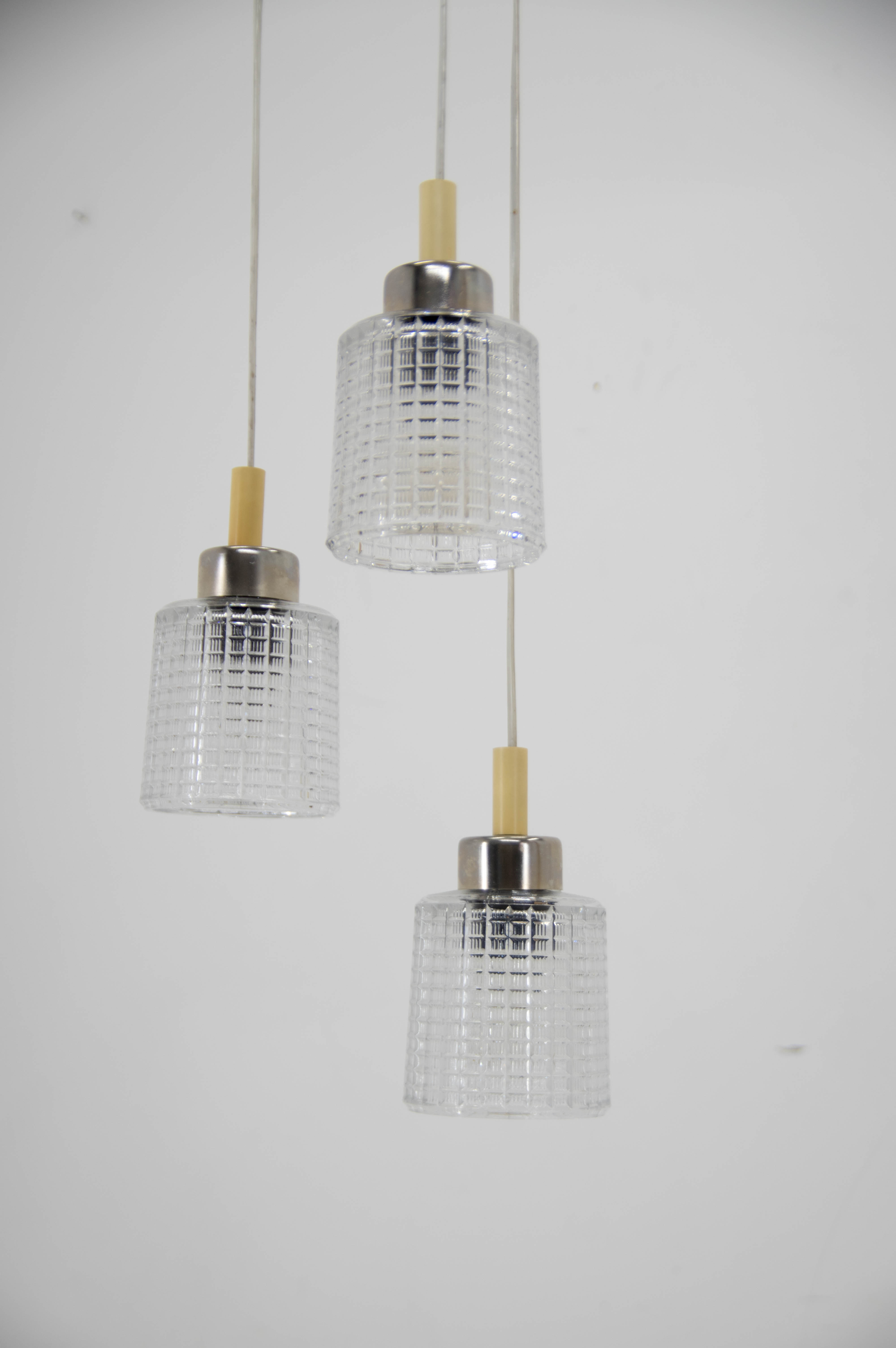Mid century adjustable glass suspension by Pokrok Zilina, 1970s