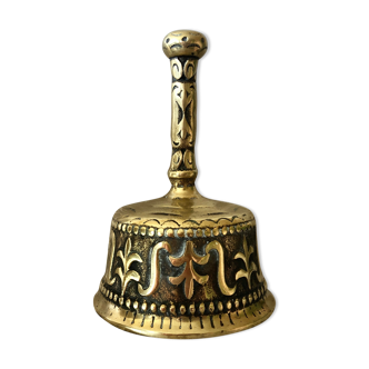 Decorative hand bell solid gilded copper 877g