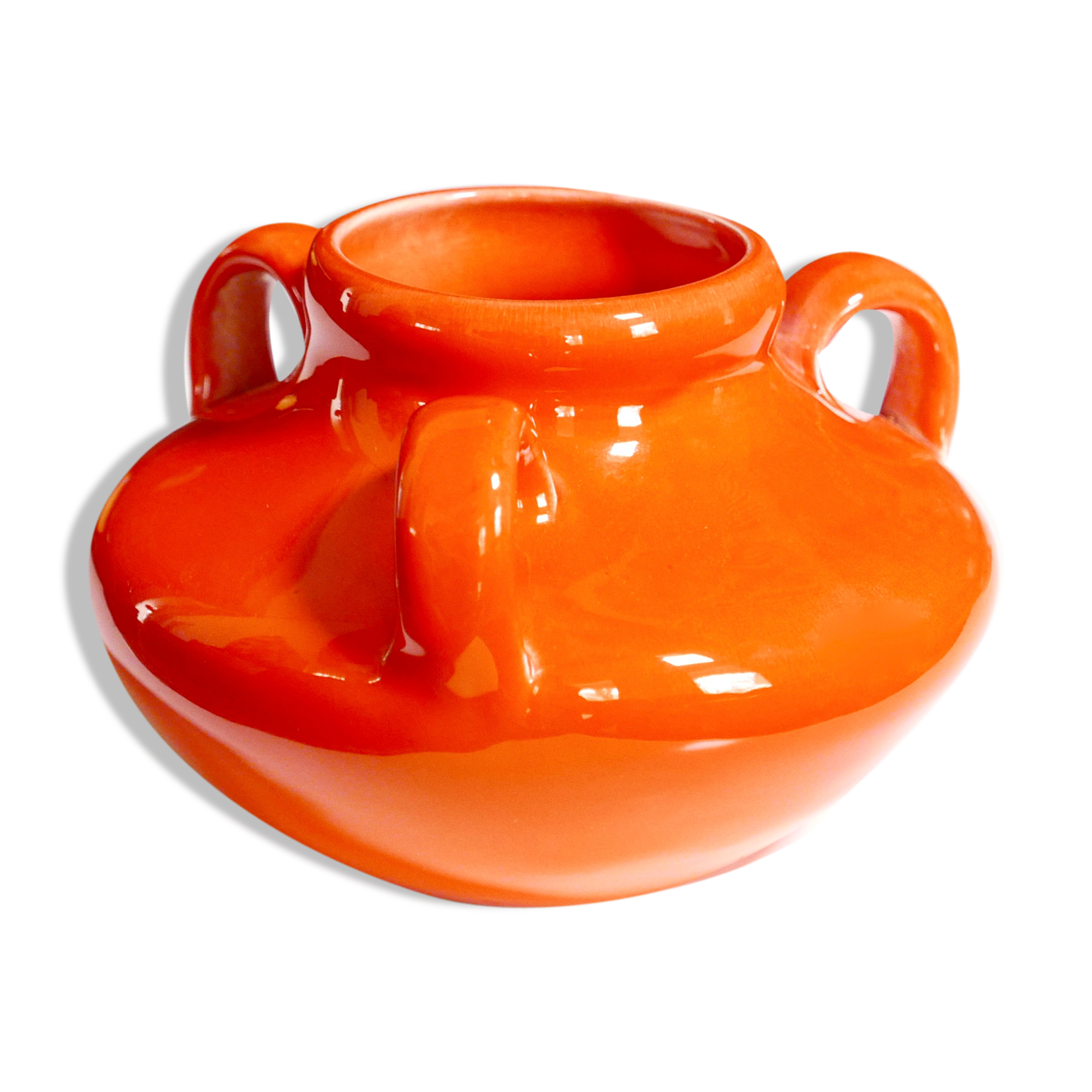 Max Idlas ceramic orange handle vase, 1960s