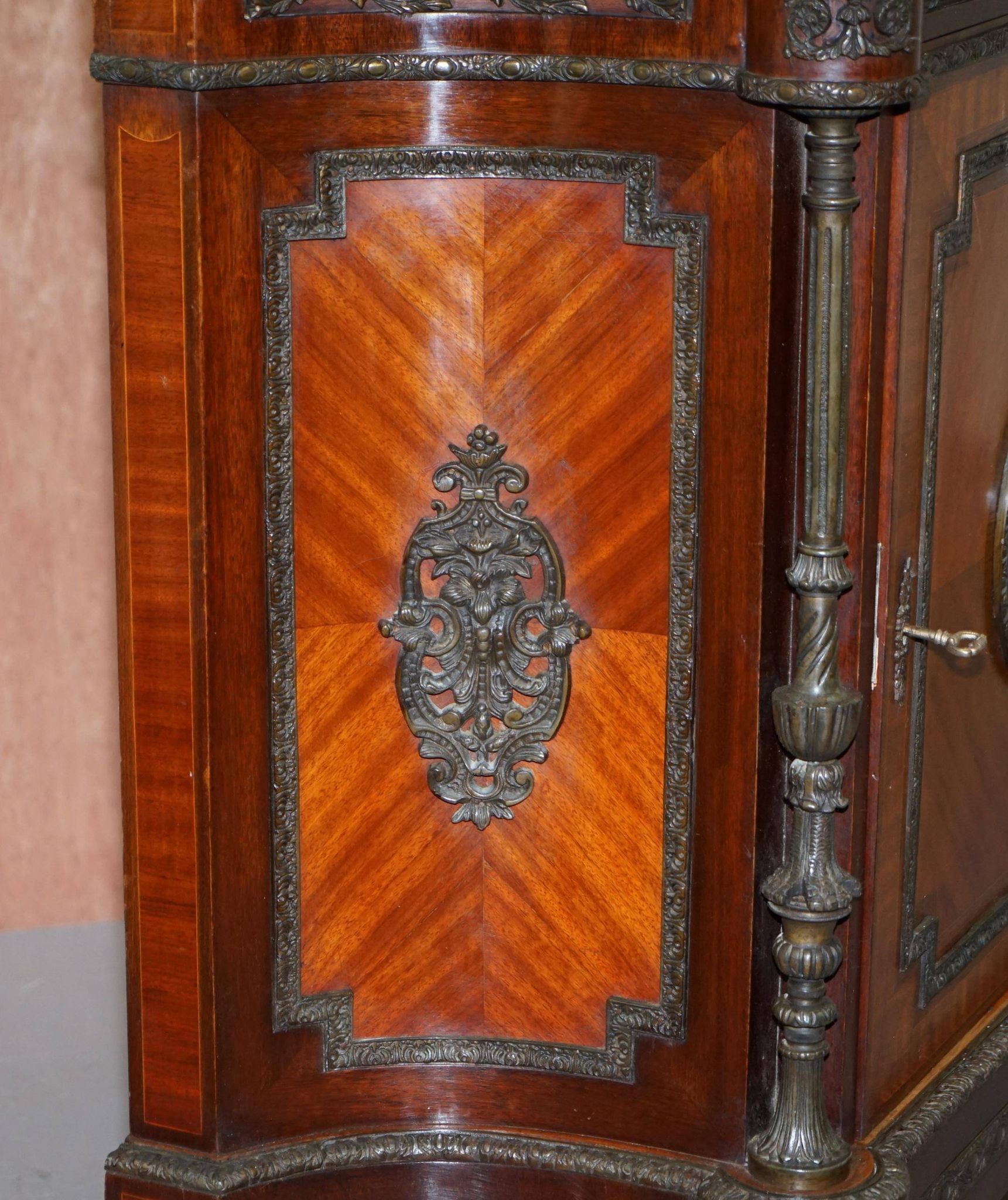 Louis Buffet in Walnut 19th Century with Drawers, Marble and Bronze Ornaments