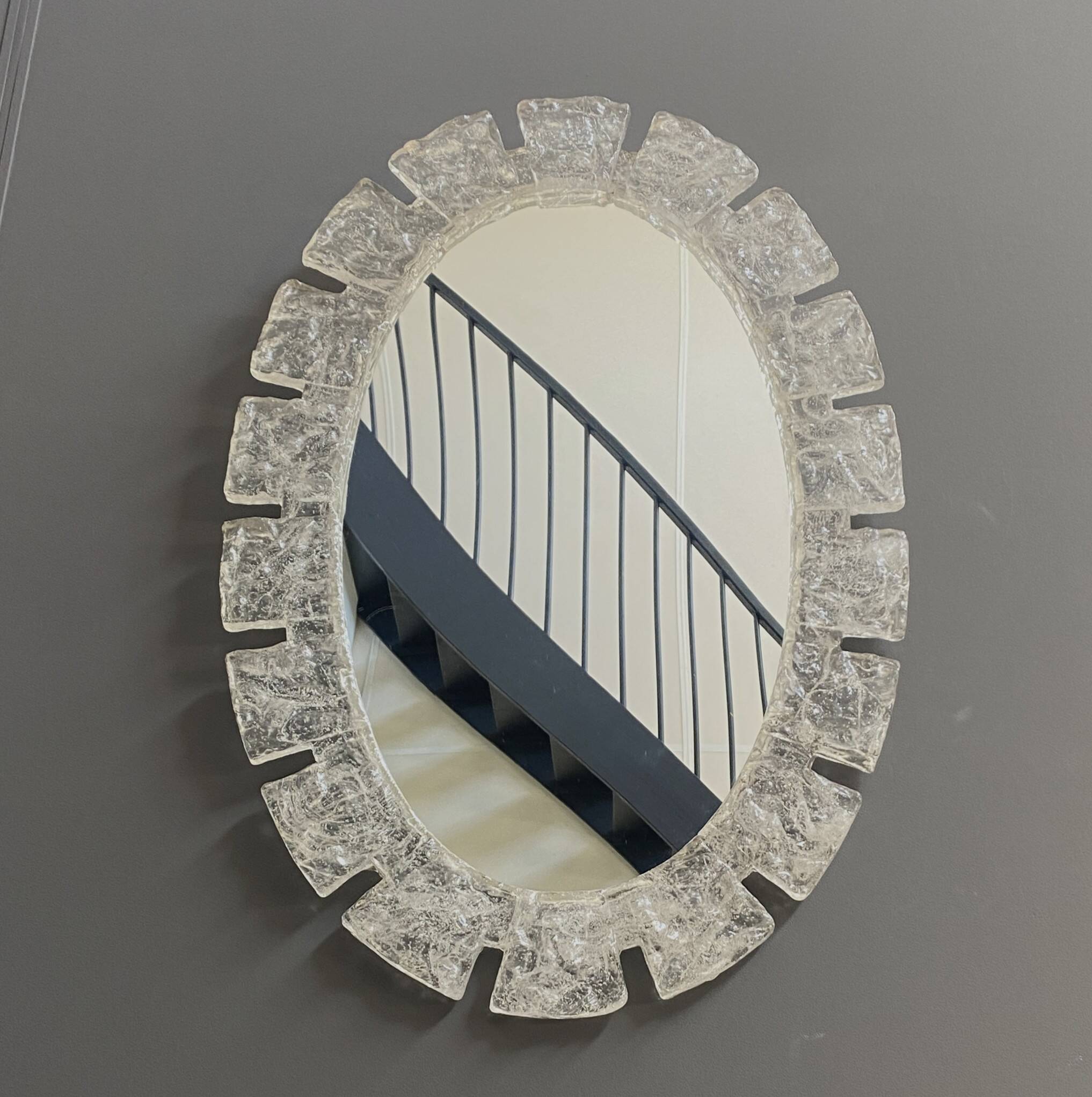 Large Oval Ice mirror by Egon Hillebrand 1970s