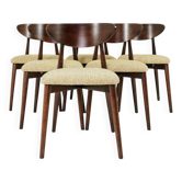 Set of 6 Modern Dining Chairs, Beech Wood Bouclè Green Upholstery