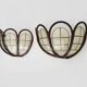 Pair of rattan and mother-of-pearl wall lights from the 50s and 60s