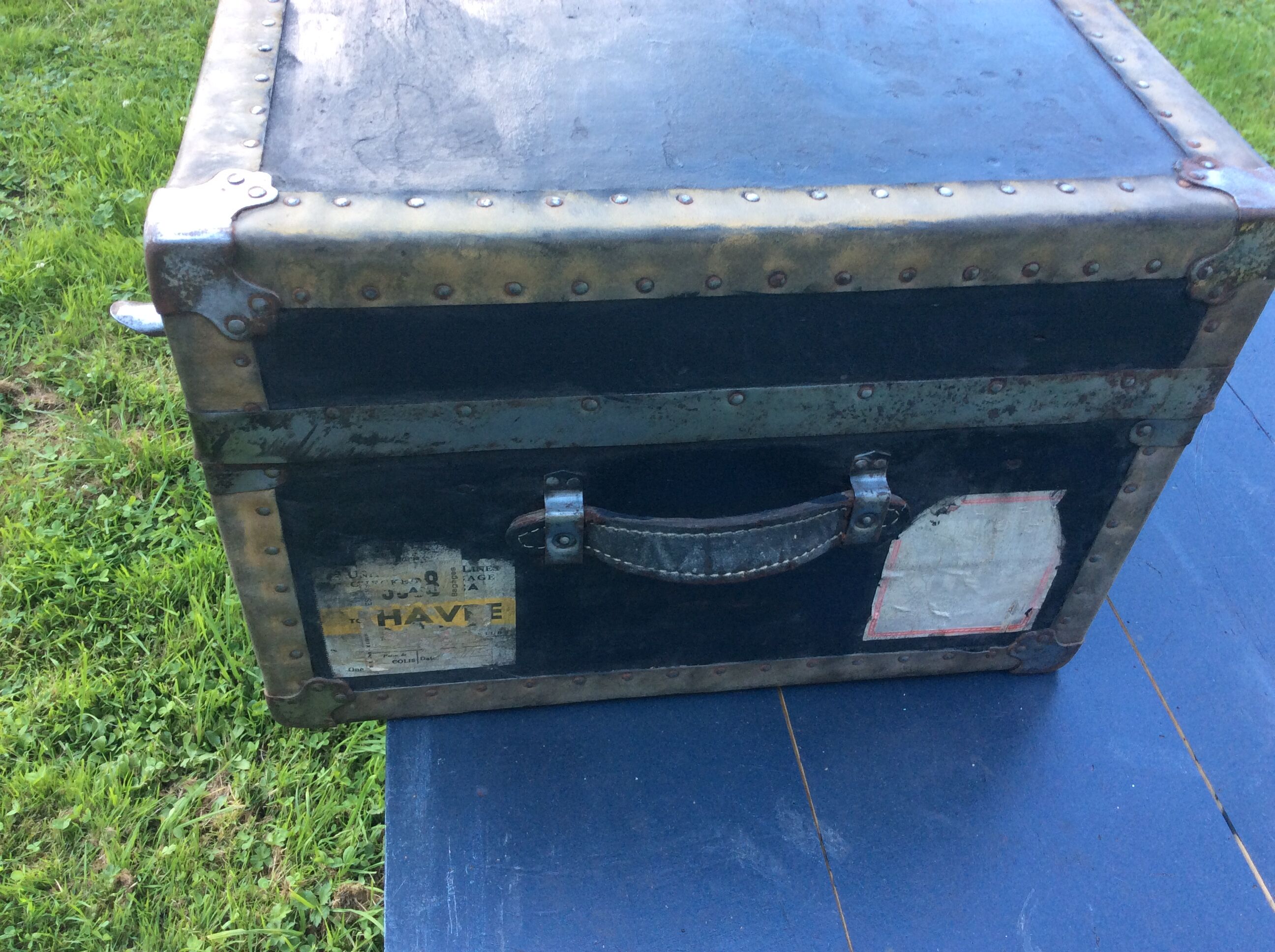 Beautiful renovated leather trunk
