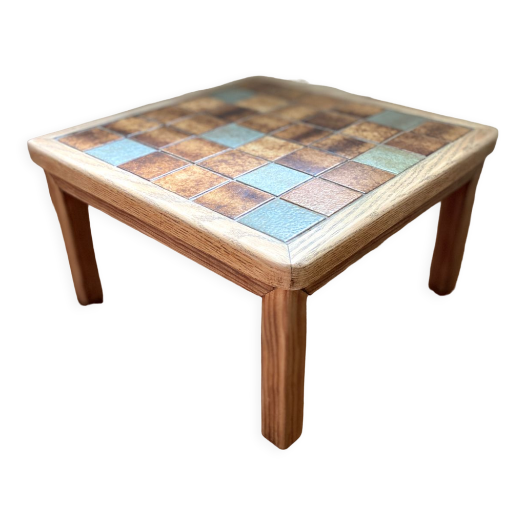 Small coffee table solid wood tiled ceramic | Selency