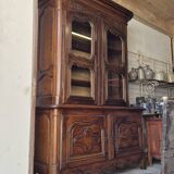 Louis XV period 18th century two-part sideboard in solid oak with glass