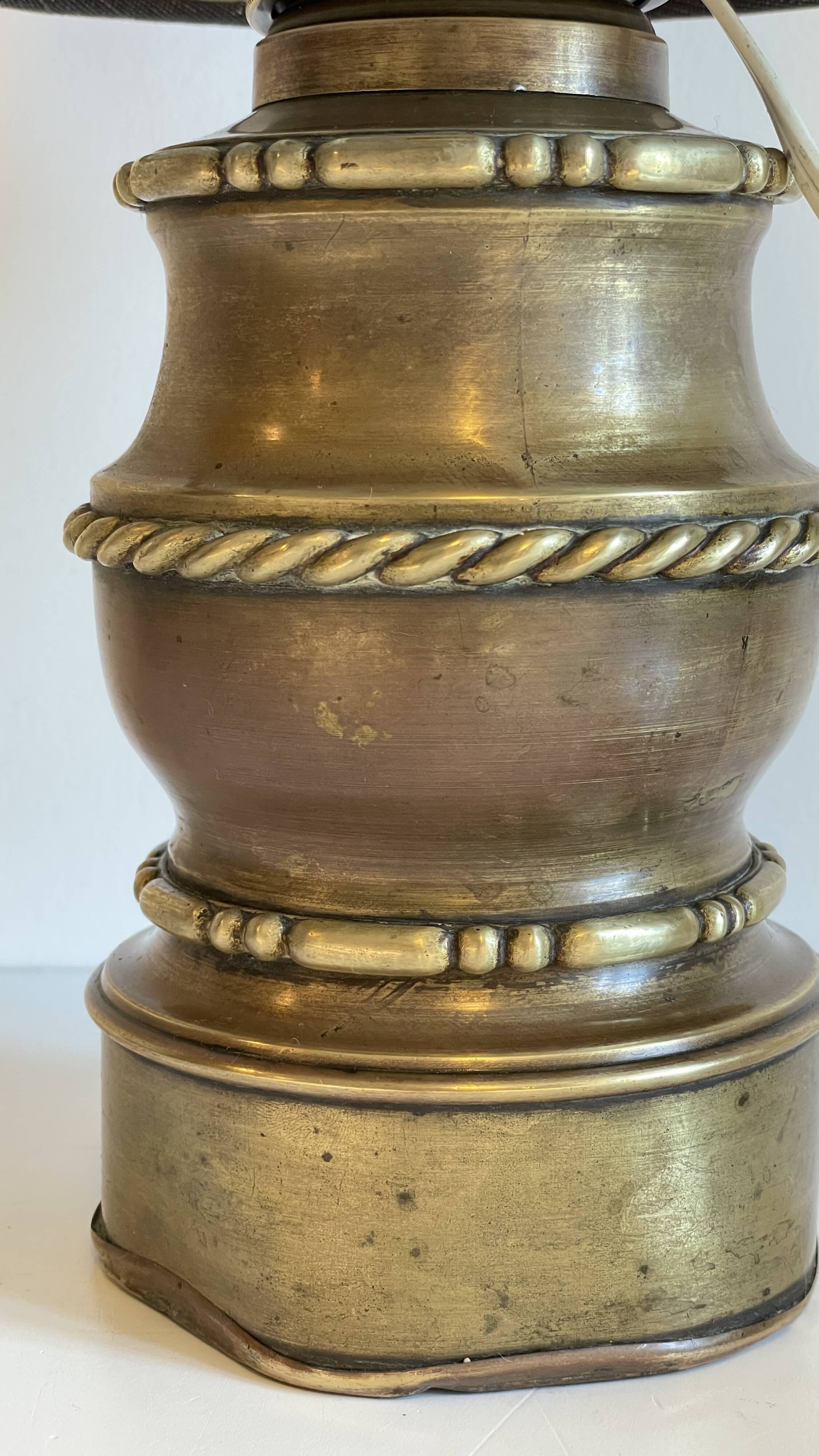 Chic brass lamp and vintage fabric