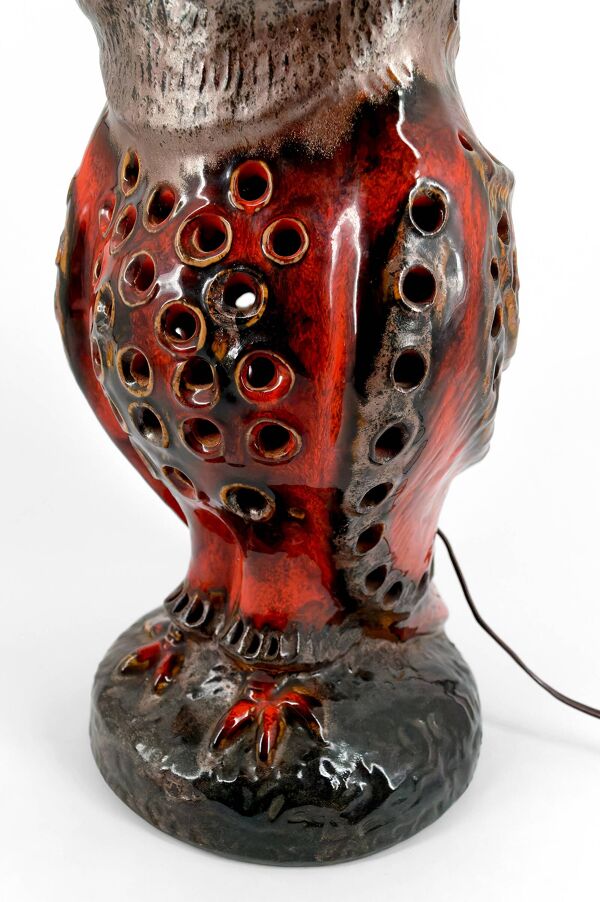 Importante lampe / lampadaire en Céramique, Chouette, par Walter Gerhards