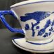 Set of white and blue porcelain flower cups from the early 20th century