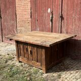 Large solid wood table, storage with 2 doors