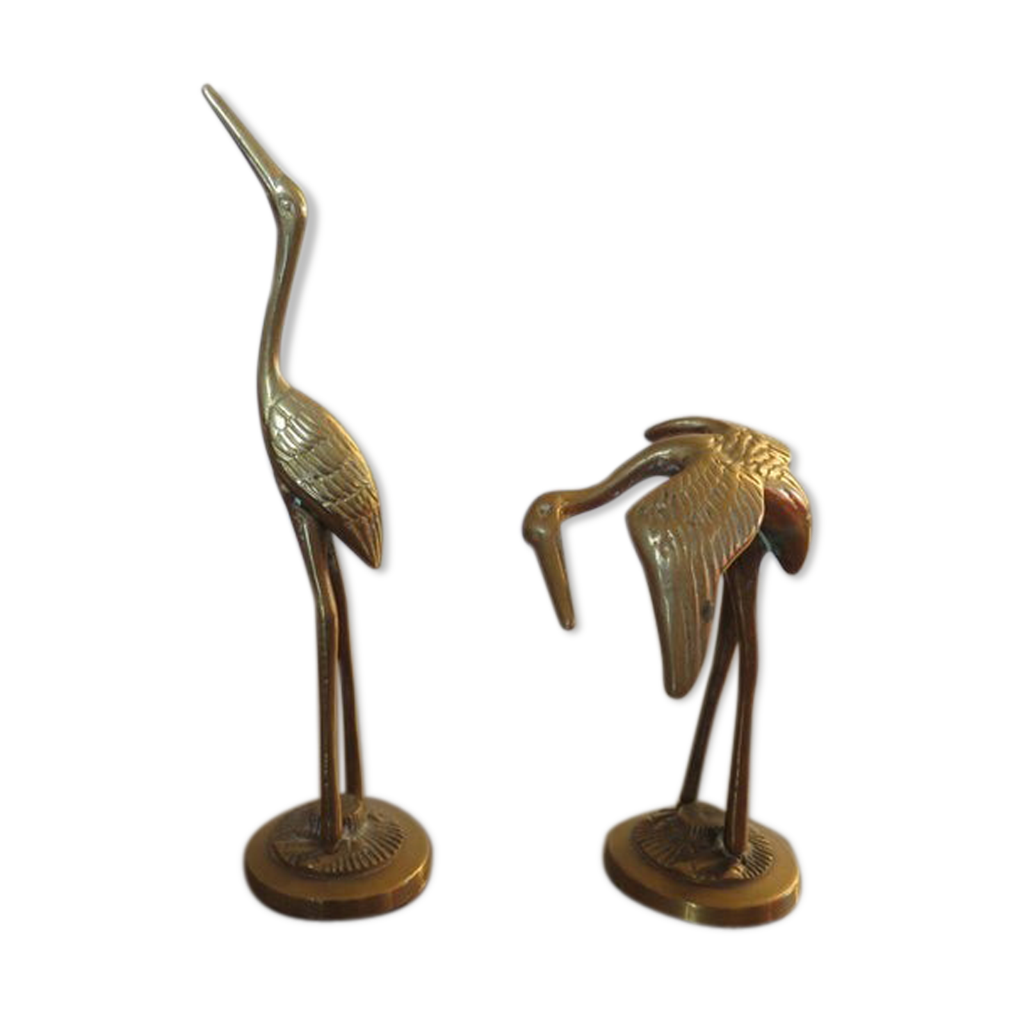 Pair of herons in brass 70s