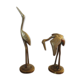 Pair of herons in brass 70s