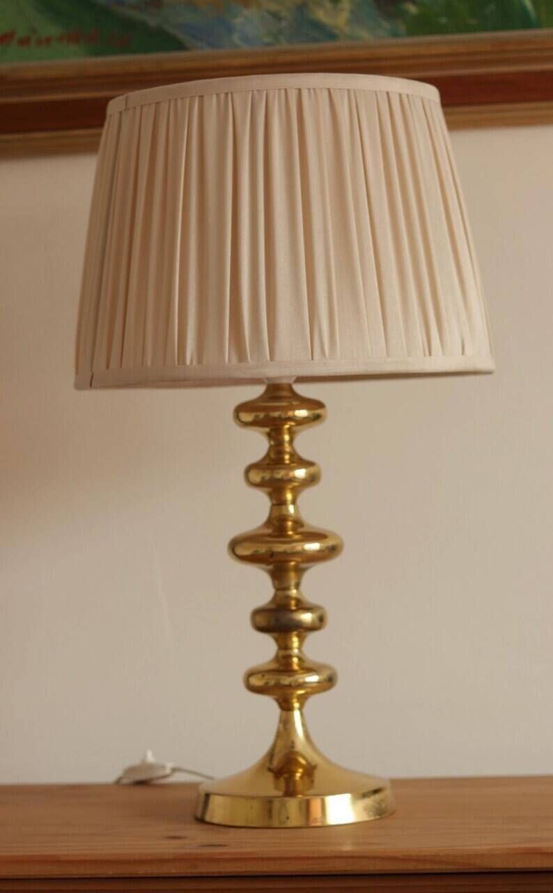 Single Swedish Brass Bobbin Table lamp