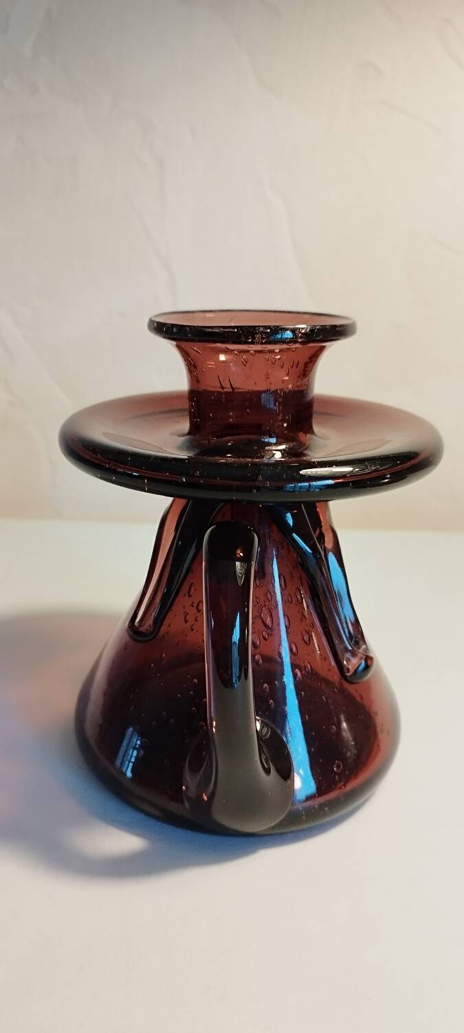 Biot bubbled glass candle holder