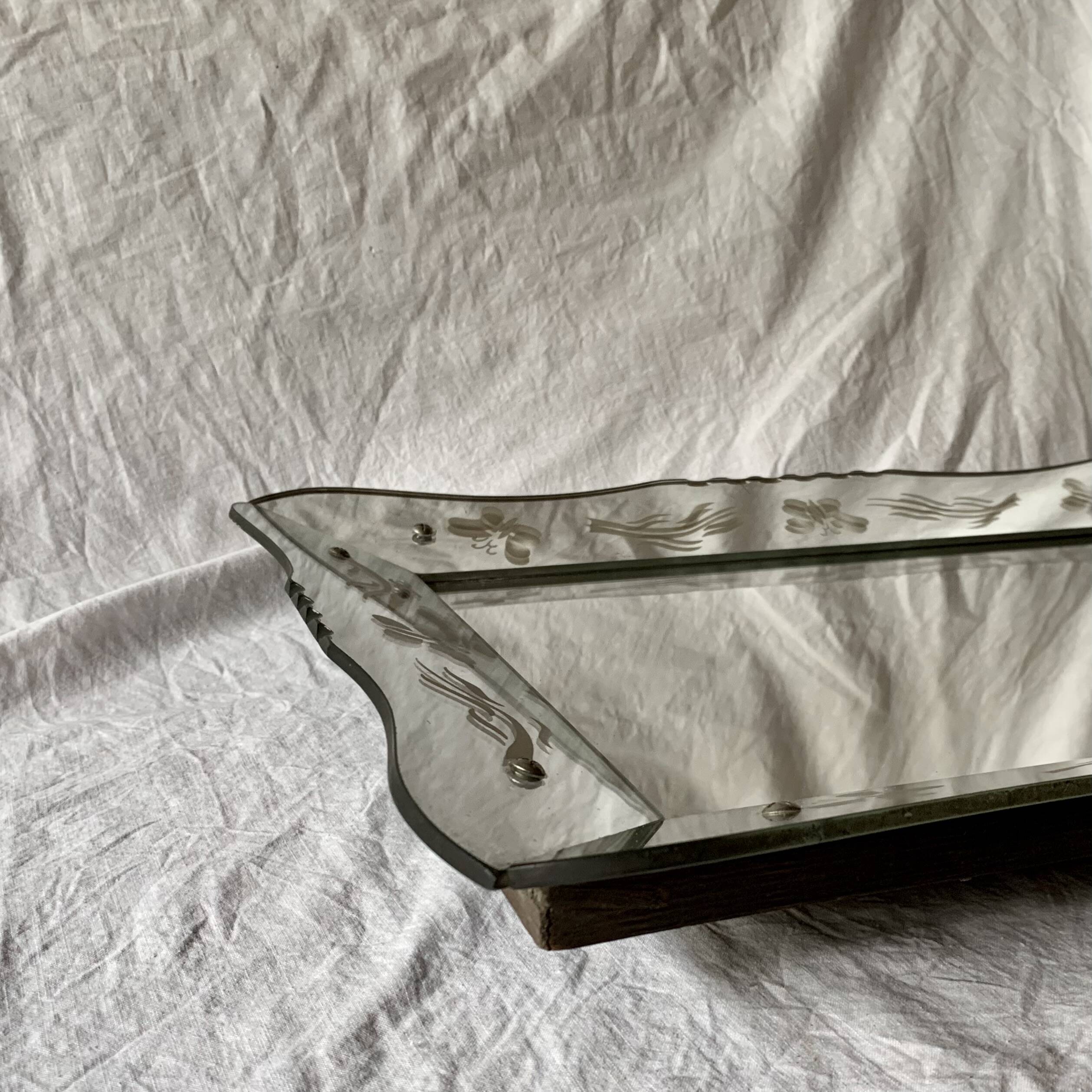 Beveled Venetian mirror - butterfly decor - Height: 61 cm