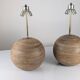 Pair of Large Table Lamps in Laminated Wood and Brass, 1960s