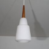 Danish teak and opaline chandelier 1960