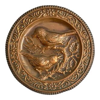 Decorative plate in copper birds