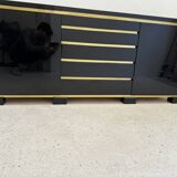 Buffet laqué noir et laiton, 1970s