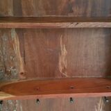 Wall shelf 3 shelves + 4 hooks cast iron polychrome wood