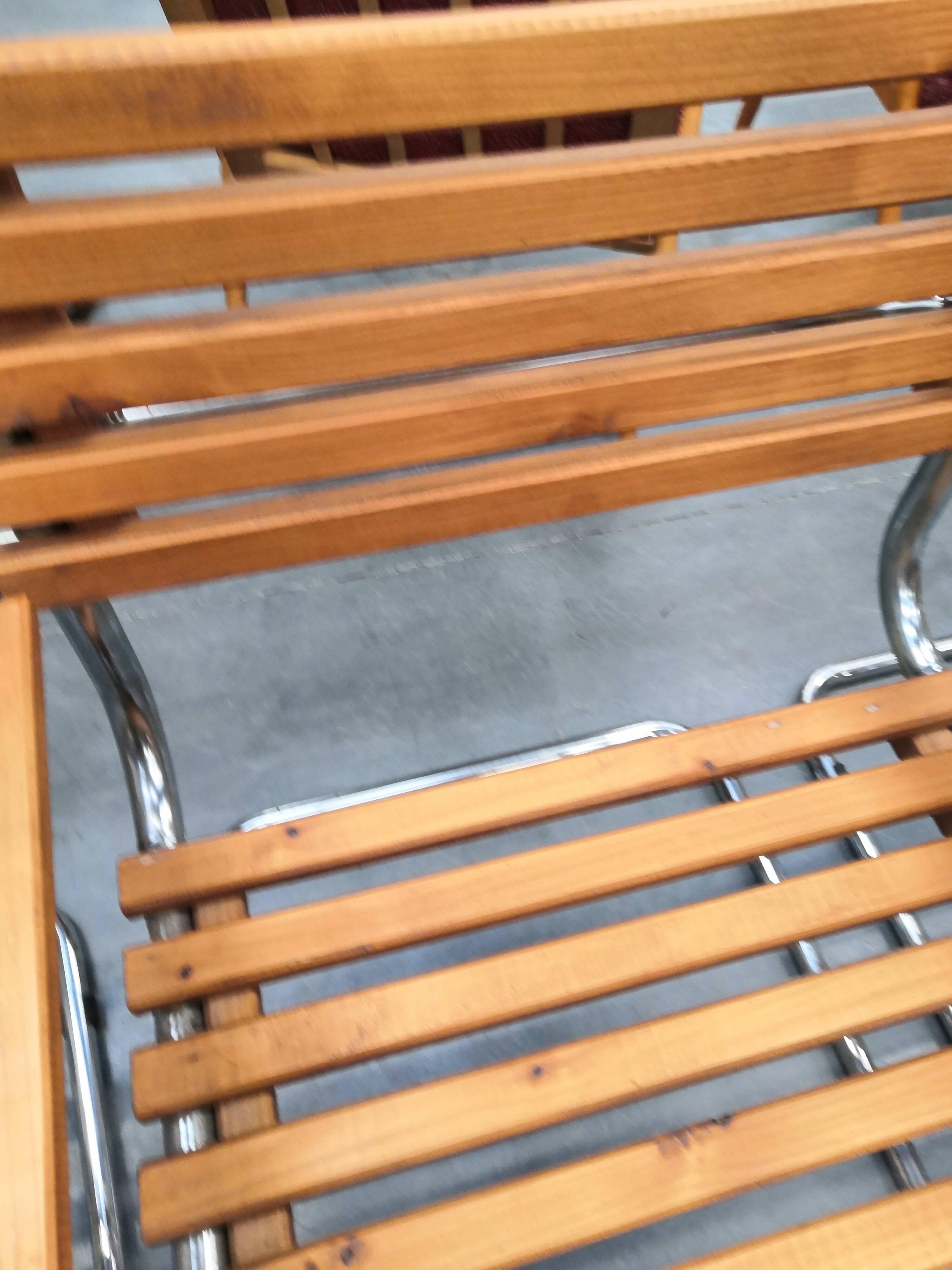Chairs made of wood and tubular steel