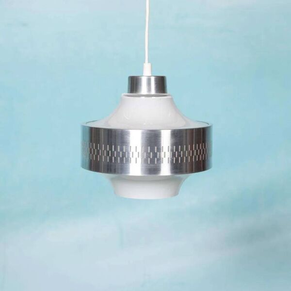 Suspension design vintage en verre années 60, suspension suédoise