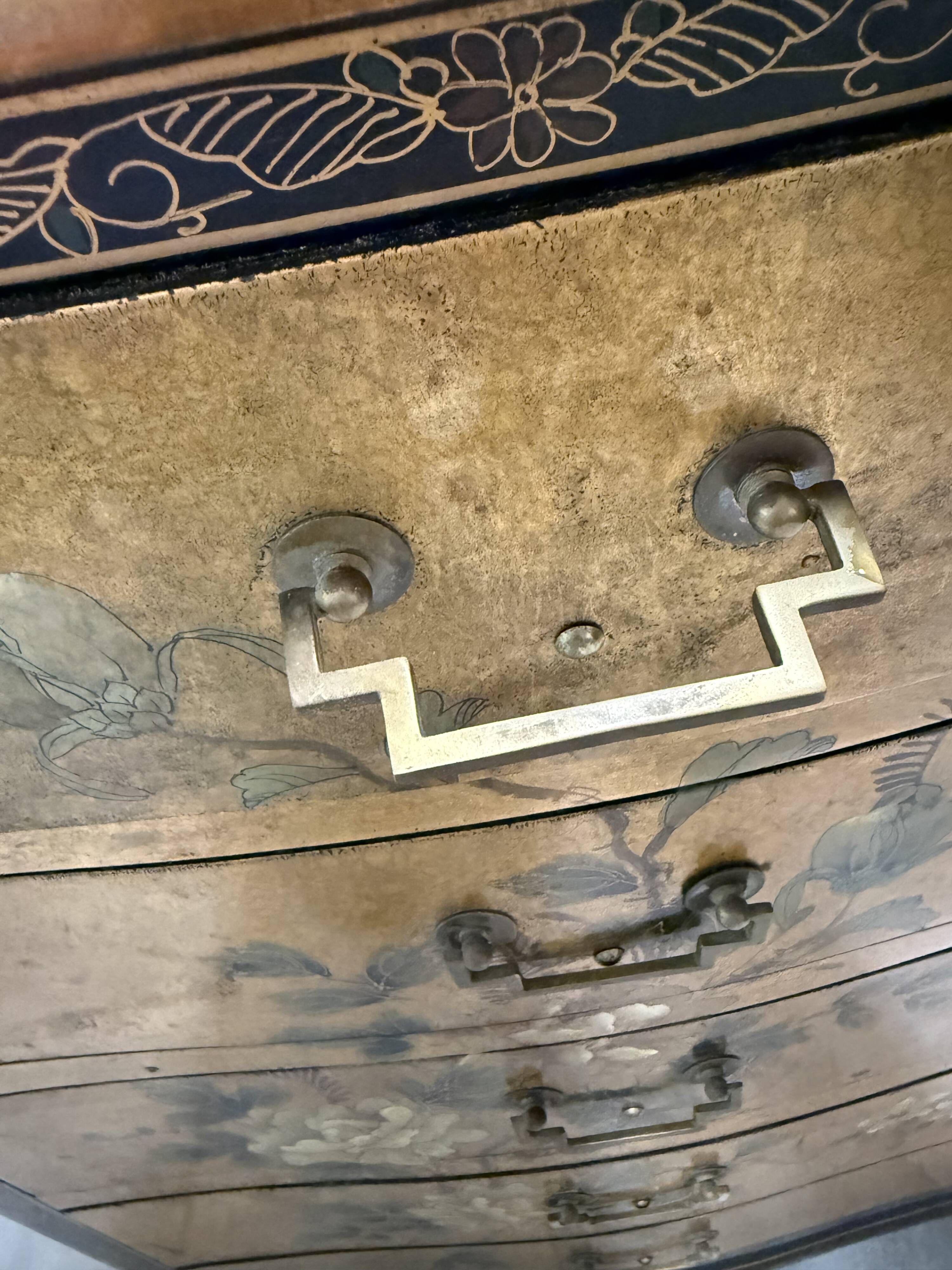 Asian lacquered chest of drawers