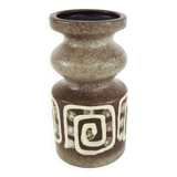 Small brown and beige ceramic vase - VEB Haldensleben - vintage 60s