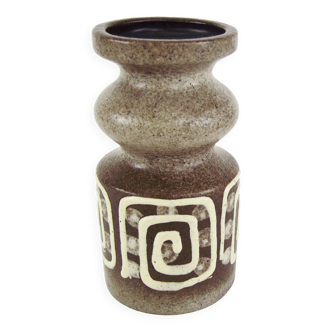 Small brown and beige ceramic vase - VEB Haldensleben - vintage 60s