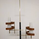 Scandinavian teak and brass chandelier from the 50s/60s