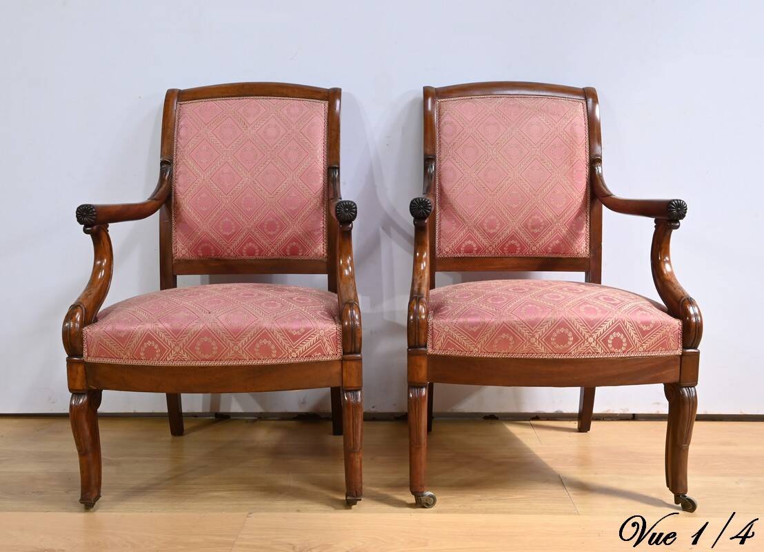 Paire de Fauteuils en Acajou, époque Restauration – Début XIXe