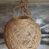 Lampshade suspension vintage wicker ball and natural string