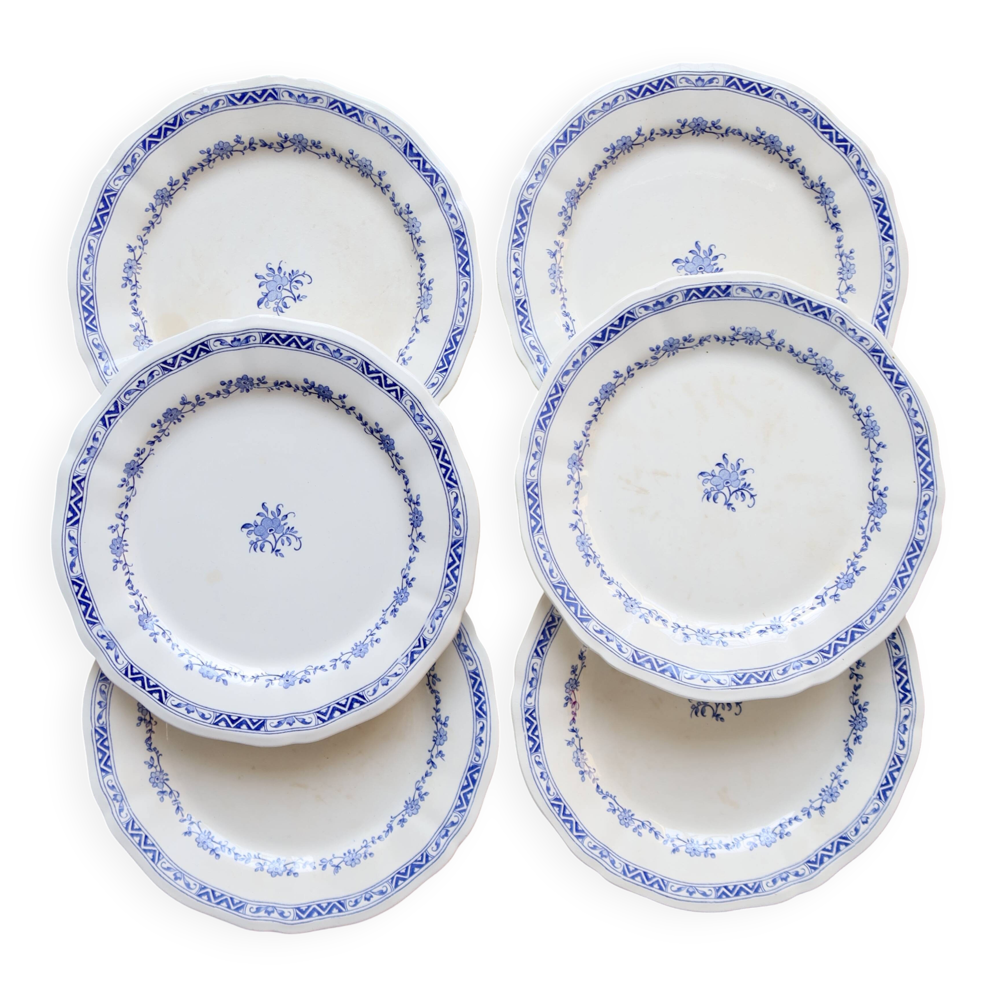 6 assiettes plates vintage Gien – Modèle “Royal”