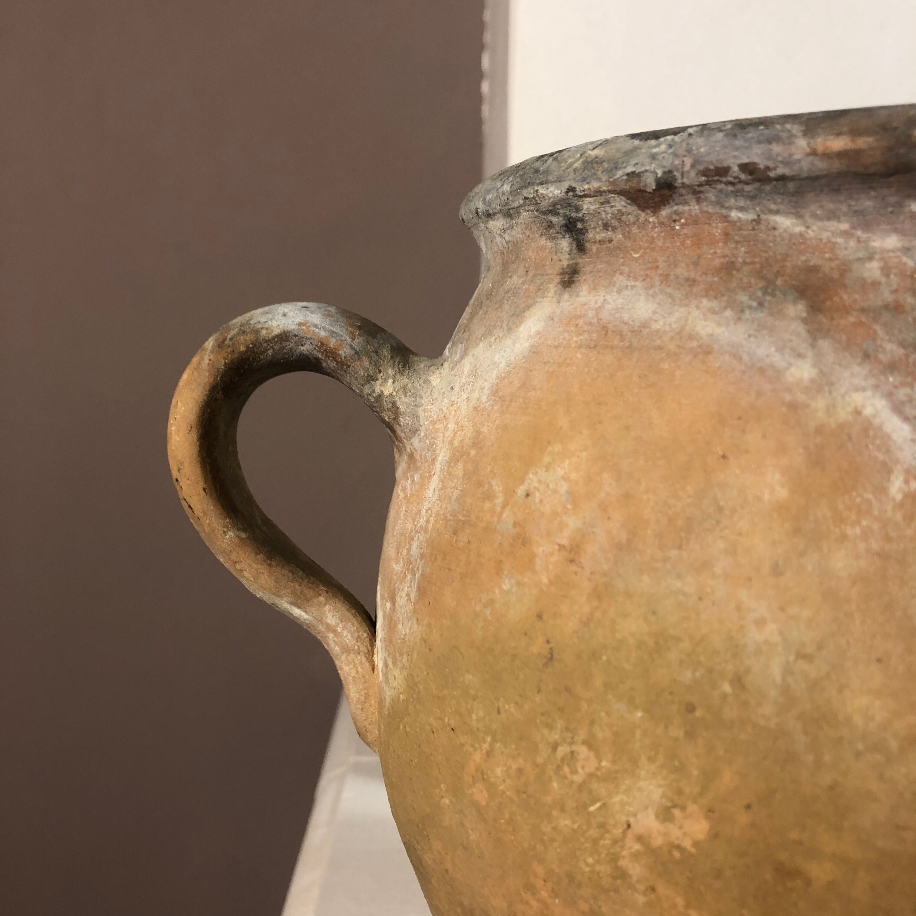 Old terracotta salt pot