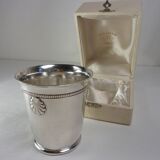 Silver metal timpani in its original case