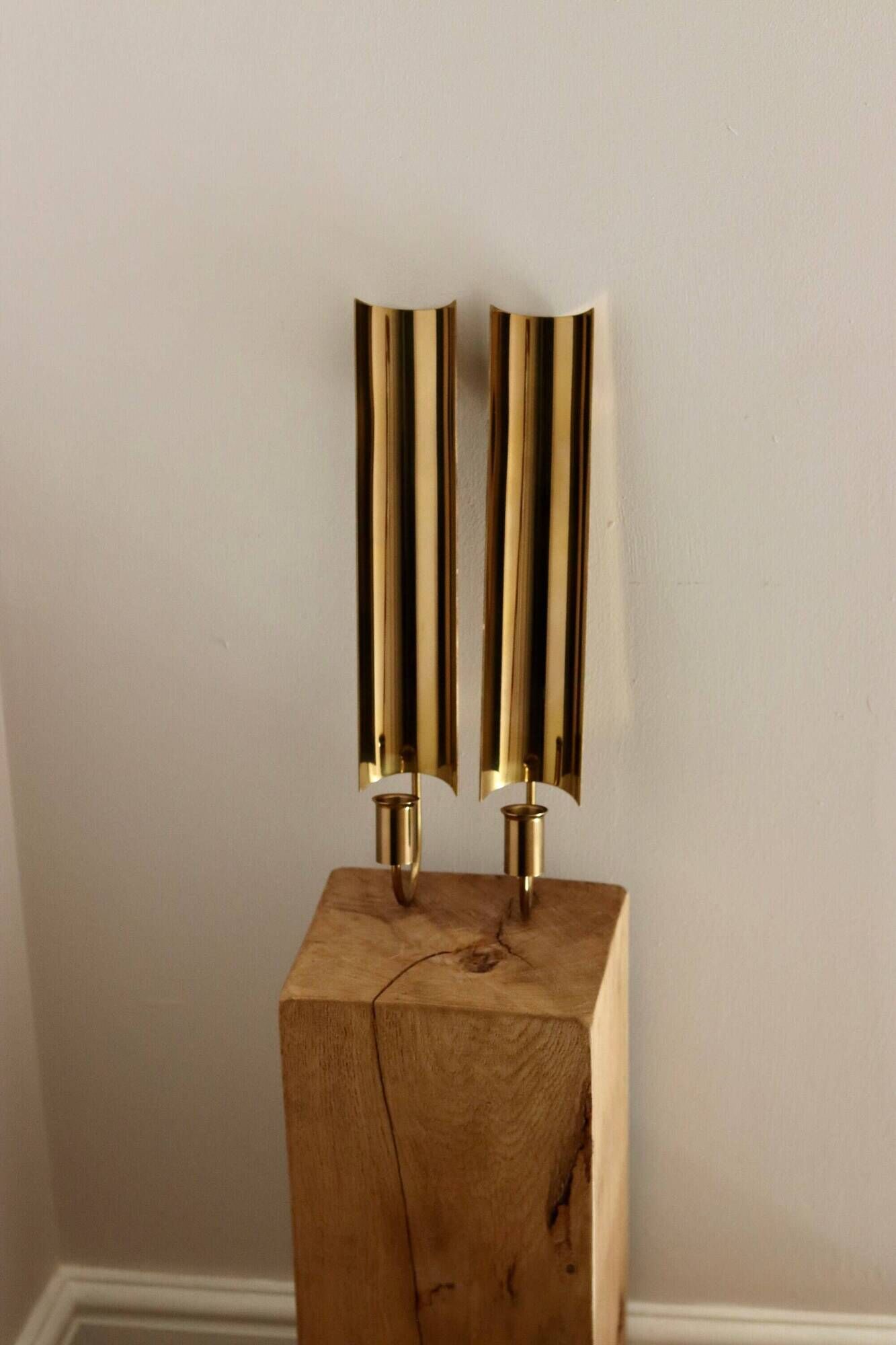 Pair of Swedish Brass sconces by Pierre Forsell for Skultuna " Reflex"