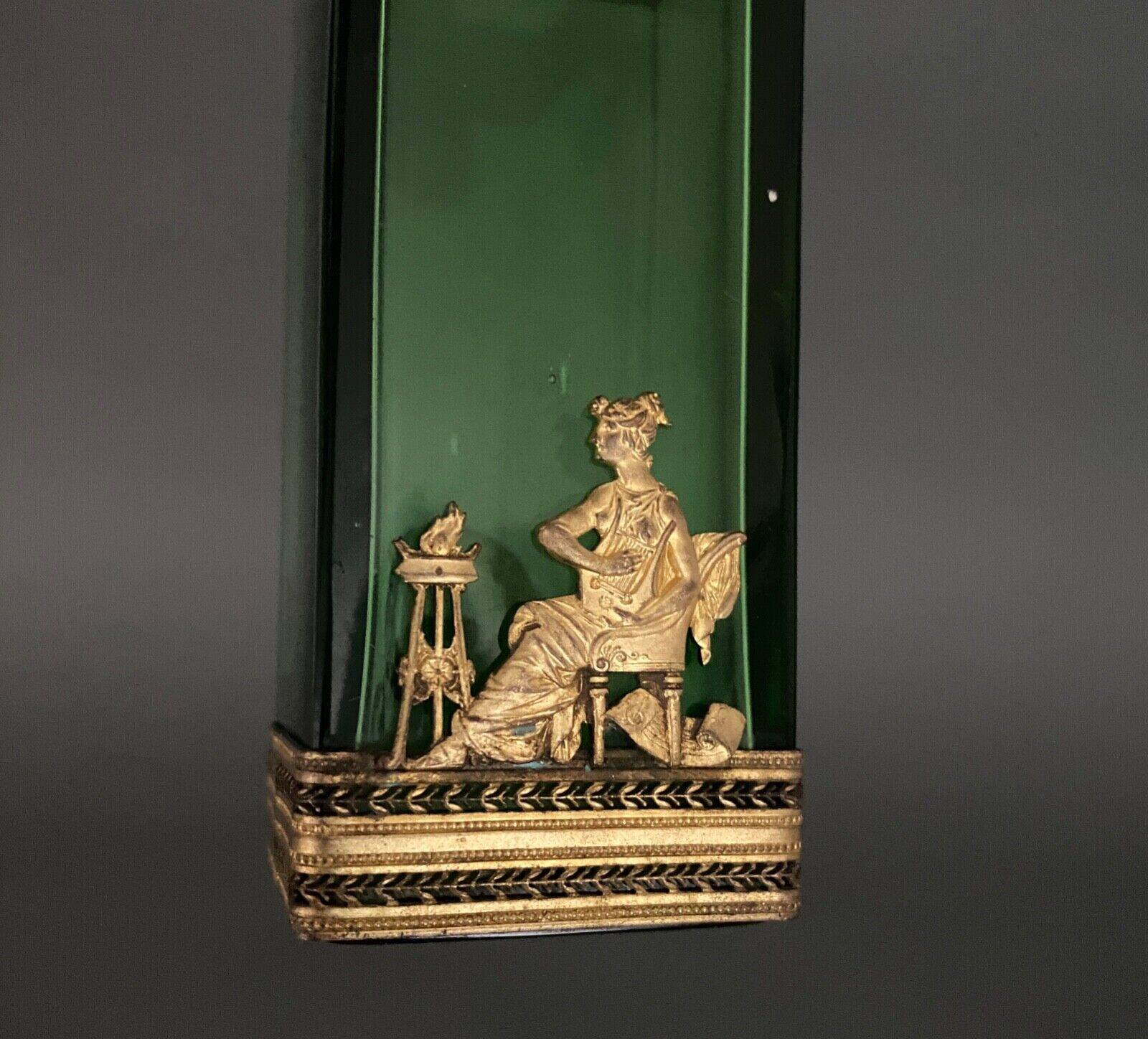 Vase 1900, glass base, bronze enclosure, antique decor