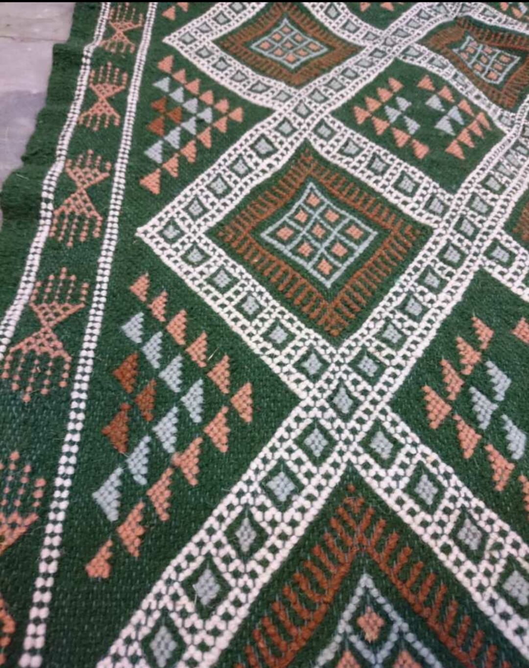 Green kilim rug 93x189cm