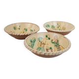 Set of 5 ceramic bowls with character motifs from Romania