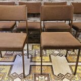 Lot de 6 chaises vintage en métal noir 1970