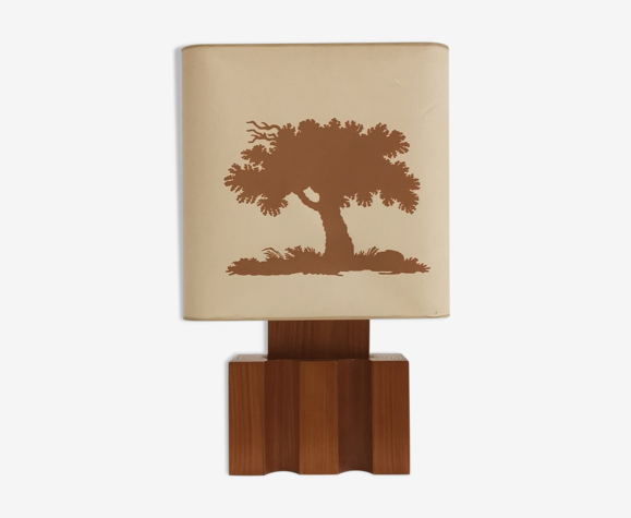 Lampe en orme massif de Maison Regain, 1970