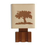 Solid elm lamp from Maison Regain, 1970