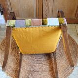 1950s bridge armchair in polychrome velvet patchwork